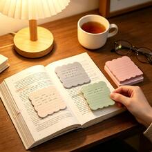 4pcs/8pcs/16pcs/32pcs Wavy Edge With Horizontal Lines Shaped Self-Adhesive Sticky Notes, 30 Sheets Per Pad, Suitable For Office, Home And Various Recording Scenarios - one-size - View 4