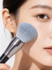 2pcs Large Powder & Blush Brush Set, Skin-Friendly Synthetic Bristles Face Makeup Tool - Multicolor - View 4