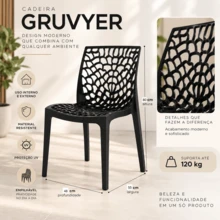Kit 2 Cadeiras Gruvyer Minimalista para Áreas Gourmet - Preto - Visão 5