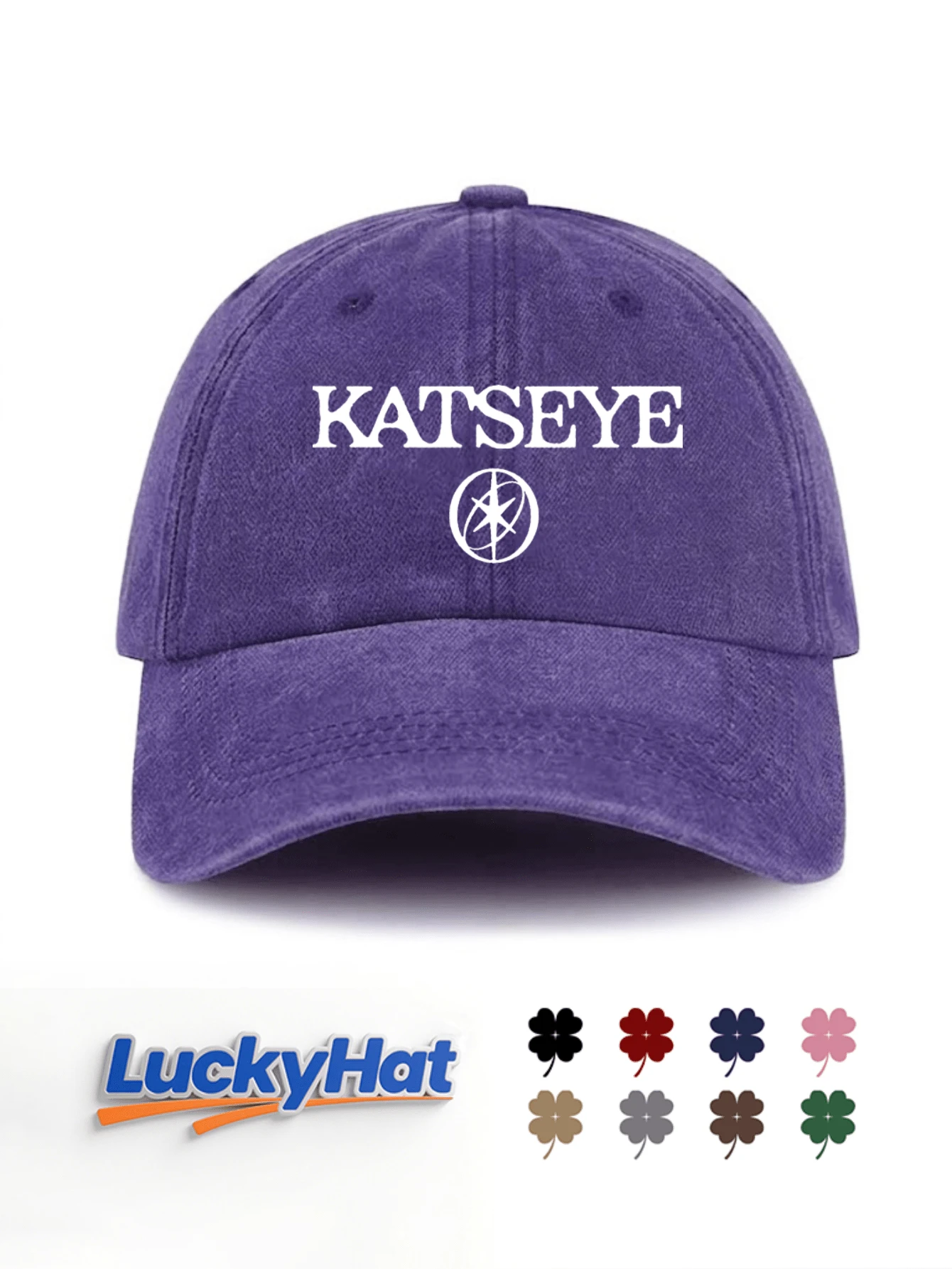 KAT*EYE 字母圖案印花復古棒球帽,復古美學 Y2K 街頭風爸爸帽,中性休閒遮陽戶外帽 - KATSEYE - 查看 1