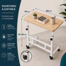 Height-Adjustable Rolling Desk, Laptop And Computer Table, Bed And Sofa Side Table, 60 X 40 Cm - Mustard Yellow - View 7