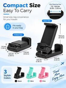 1pc Adjustable Airplane Phone Holder Clip, 360° Rotating Travel Phone Mount, Suitable For Tray Table, Hands-Free, Compatible With Flight, Car, Portable Folding Phone Accessory, Travel Essential - Multicolor - View 6