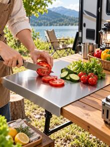 2/1pc Large Stainless Steel Cutting Board, Kitchen Use, Commercial, Non-Slip Double-Sided - Multicolor - View 3