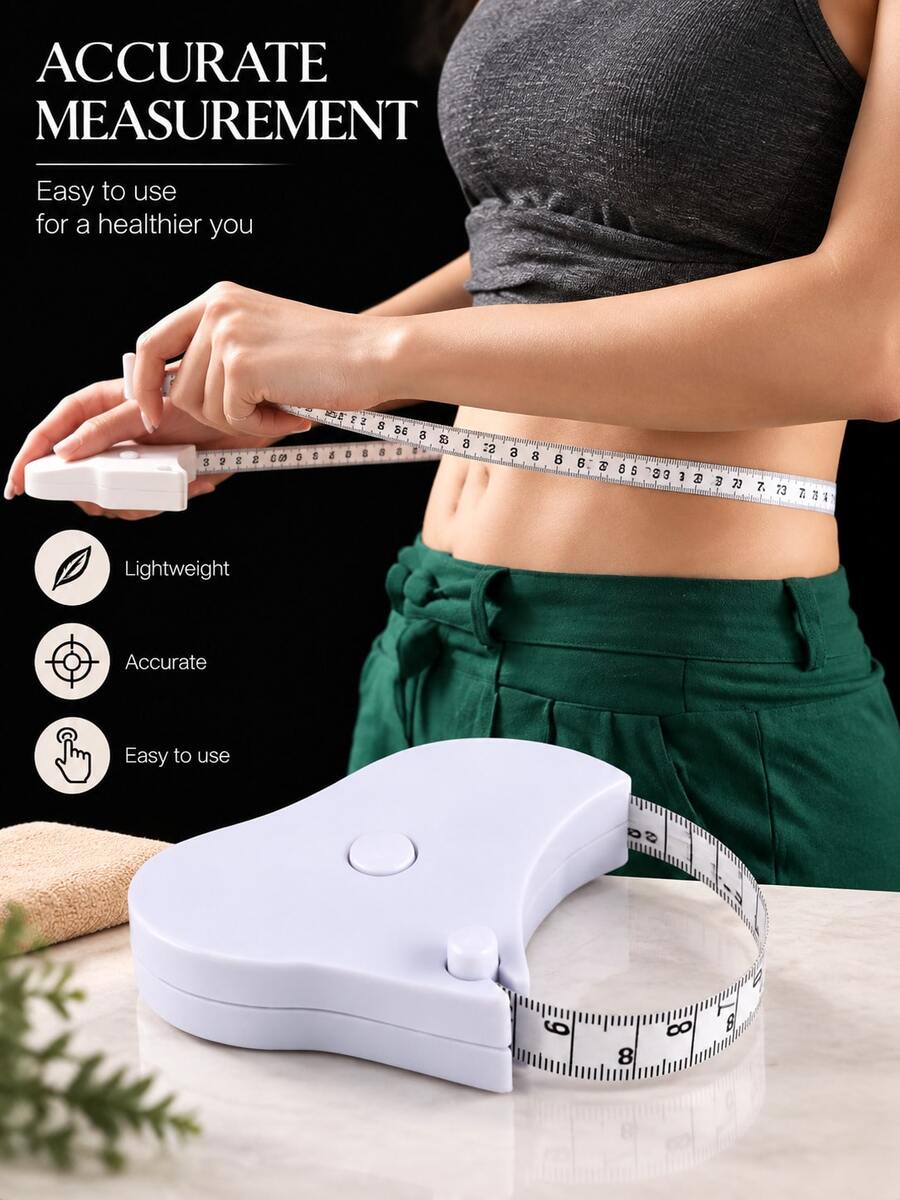 1 buah Pita Ukur Badan (150cm), Pita Ukur Tiga Lingkar untuk Kebugaran, Dapat Ditarik Otomatis, Untuk Mengukur Pinggang, Pinggul, Dada, Cocok untuk Memotong, Menjahit, Kebugaran dan Kegunaan Lainnya, Alat Ukur Pakaian yang Presisi - beraneka warna - View 1