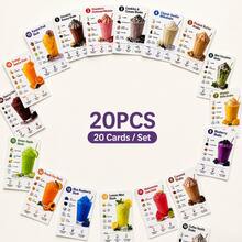 20 Sets Of Milkshake Recipe Cards, Ice Cream Cards For Home Kitchens, Step-By-Step Guides For 20 Flavors, Suitable For Beginner Families, Summer Parties, Birthdays, Christmas, And New Year Gifts - A - View 4