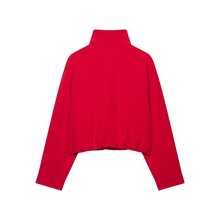 Mellowy Autumn New Women's European And American Style Minimalist Fashion Versatile Stand Collar Flight Jacket - Red - View 4