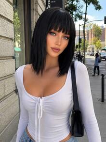 10, 12, And 14-Inch Pink Wavy Wigs With Bangs Perfect For Halloween Costumes Made Of Heat-Resistant Fiber Suitable For Women. - Multicolor - View 18
