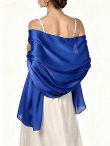 1pc Women Solid Color Silky Smooth Satin Shawl, Elegant Sun Protection Soft Wrap Scarf, Versatile Daily Casual Wear Headscarf, Suitable For Party - Solid Color Satin Shawl - View 18
