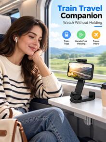 1pc Adjustable Airplane Phone Holder Clip, 360° Rotating Travel Phone Mount, Suitable For Tray Table, Hands-Free, Compatible With Flight, Car, Portable Folding Phone Accessory, Travel Essential - Multicolor - View 9