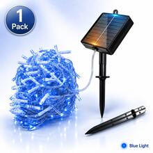 2pcs Solar Powered Blue Icicle String Lights, Outdoor Solar Powered Curtain Fairy Lights, 8 Flashing Modes, Auto On/Off, Blue LED Hanging Lights, Suitable For Garden, Yard, Fence, Eaves, Porch, Holiday Party Decoration - Blue - View 12
