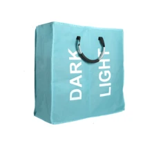 Giỏ phân loại quần áo giặt 2 ngăn, 23x53x53cm, vải Oxford gấp gọn với tay cầm nhôm, chia màu sáng và tối để lưu trữ quần áo bẩn, phù hợp cho phòng tắm, phòng ngủ, phòng giặt - Màu xanh nhạt - Xem 9