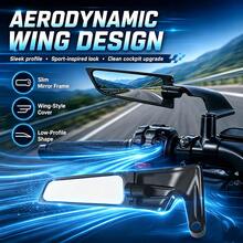 1 Pair Motorcycle Scooter Modified Rearview Mirrors Universal New Invisible Wind Wing Design - A - View 2