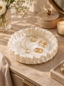 1pc Elegant Jewelry Storage Tray, Round Vanity Tray For Rings, Earrings, Necklaces, Bedroom Vanity Fashion Decor Home Accessories, Luxury Gift For Women, Jewelry Storage Tray Vanity Tray Rings Earrings Necklaces Storage Home Accessories - Multicolor - View 2