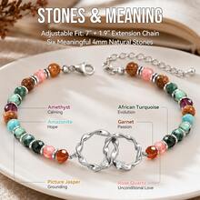FASHIONALIFE 1PC Birthday Christmas Gifts For Daughter Sister Niece Friends, Natural Stone Beaded Bracelets For Women With Gift Box Gift Card - Multicolor - View 3