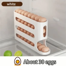 4-Layer Large Capacity Egg Storage Box, Suitable For Refrigerator Door, PP Material, Space-Saving, Keeps Eggs Fresh, Kitchen Essential. - White - View 2
