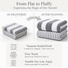 8pcs/1pcs  8pcsLint-Free Super Absorbent Soft Five-Star Hotel Standard Two-Color Striped Spaced Bath Towel Set, Including 2 Large Bath Towels, 2 Medium Bath Towels And 4 Small Bath Towels - Grey - View 10