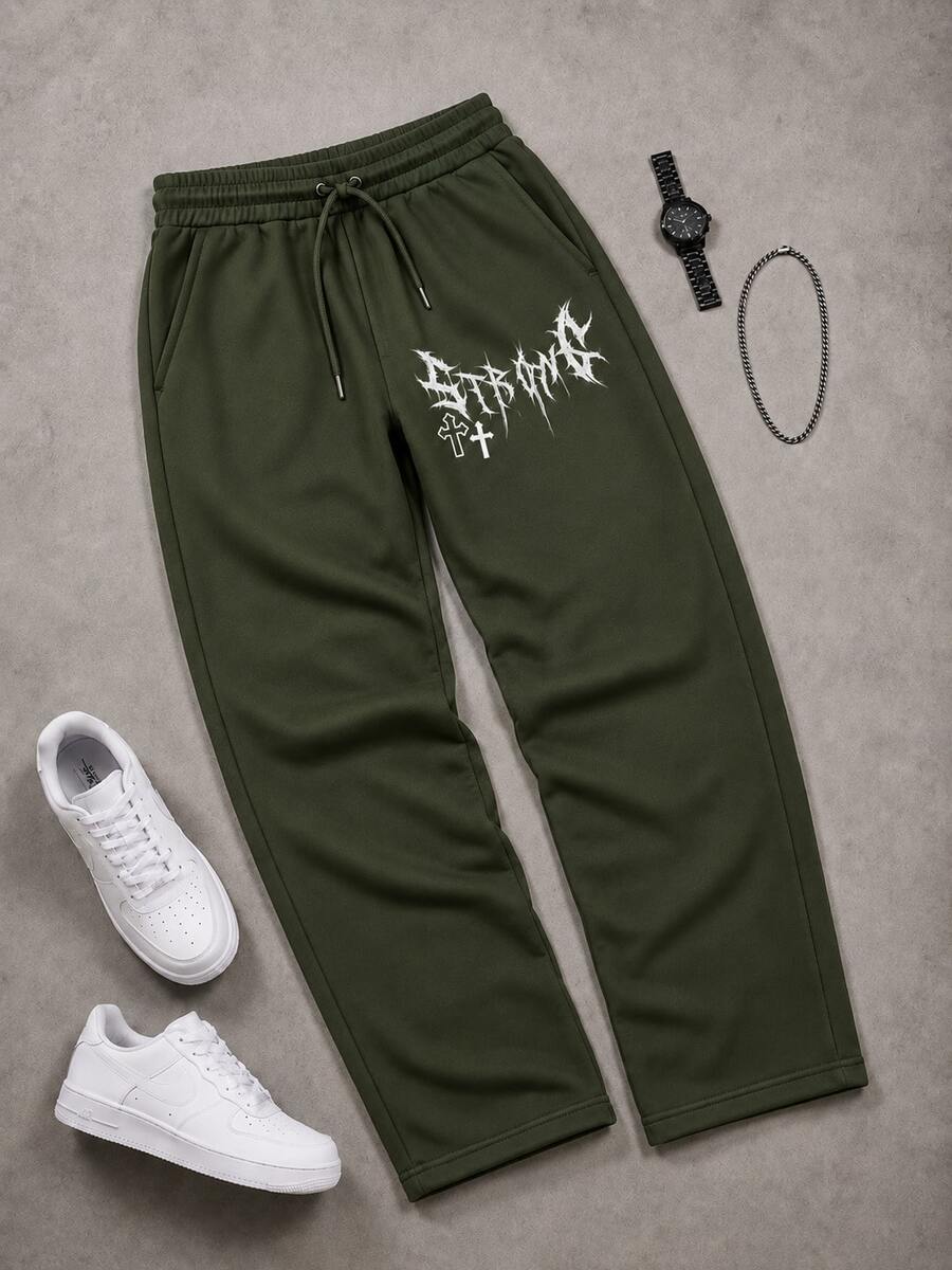 Men Sweatpants - Army Green - View 1