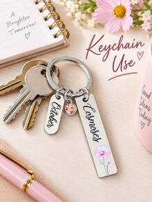 October Cosmos Bag Charm, Pink Flower Birthstone Keychain Accessory, Elegant Floral Pendant Decor, Birthday Christmas Thanksgiving Mother's Day Gift. - Multicolor - View 5