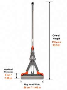 4-Level Automatic Wringing Sponge Mop, High Absorbency PVA Squeegee Mop, Large Mop Head, Thickened Durable Stainless Steel Handle, Suitable For Bathroom, Living Room, Home Floor Cleaning - Multiple Styles and Colors - View 3