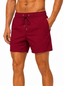 Men's Swim Shorts XL018-21 In Burgundy, Adjustable Waist And Pockets, Lightweight Swim Shorts For Beach, Pool And Holidays - Burgundy - View 2
