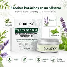 OUKEYA Bálsamo de Árbol de Té 80g con Lavanda y Menta, Hidratante para Piel Seca de Manos, Pies y Cuerpo - Bálsamo de árbol de té 80 g - Ver 2