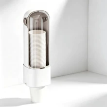 Disposable Cup Holder Automatic Dispenser, Water Cup Paper Cup No-Drill Water Dispenser Storage Rack, Wall-Mounted For Home - A - View 9