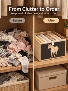 Underwear Storage Box With Dividers - Drawer Organizer, Suitable For Wardrobe And Bedroom, Housewarming Gift Multi-Functional Wardrobe Divider Box, 12-Grid Design With Dust Cover, Bedroom Storage And Organization, Wardrobe Accessories, Home Storage - Multicolor - View 3