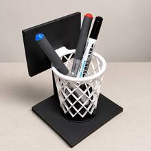 1pc Basketball Hoop Shaped Pen Holder, Fun Sports Style Mini Basketball Hoop Pen Holder & Trash Can Dual Use, 3D Printed Desktop Stationery Organizer Office Desk Decor Ornament - Multi-color - View 4