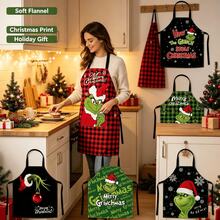 The Grinch 1 قطعة مريلة عيد الميلاد، مريلة للبالغين، شخصية كرتونية، مريلة نصف الجسم بأسلوب حمالة الرقبة، مريلة حماية من البقع للمطبخ، مناسبة لطهي المطبخ في عيد الميلاد الشتوي، تجمعات العائلة والخبز، حفلات المناسبات، هدايا العطلات. - متعدد الألوان - مشاهدة 2