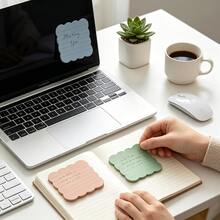 4pcs/8pcs/16pcs/32pcs Wavy Edge With Horizontal Lines Shaped Self-Adhesive Sticky Notes, 30 Sheets Per Pad, Suitable For Office, Home And Various Recording Scenarios - one-size - View 3