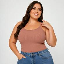 Basic Ribbed Spaghetti Strap Tank Top Plus Size - 3-teiliges Set – Sortierte Farben - Übersicht 8