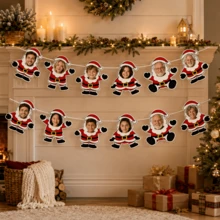 Custom Santa Banner, Personalized Christmas Party Hanging Decor, Cute Fireplace Tree Ornament Garland, Customized Photo Holiday Decoration, Customizable Picture Living Room Decor Keepsake, 2026 Xmas Gift For Family Friends, Christmas Ornament - Style a - View 4