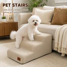 Pet Stairs, Steps. Can Be Used In Living Room Sofa, Bedroom Bed Side And Other Scenarios. Suitable For Small And Medium Pets, Teddy, Bichon, Corgi And Other Dogs. Removable And Washable Fabric Cover. Suitable For Older Pets, Reducing Joint Damage. - Multicolor - View 6