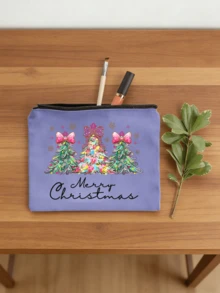 Christmas Tree Coquette Makeup Bag, Bow Snowflake Merry Christmas Print Cosmetic Pouch, Large Capacity Canvas Travel Toiletry Bag, Xmas Gift Storage Zipper Pouch For Women Girls - Multicolor - View 4