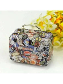 1pc Fashionable Vintage Creative Candy Box Makeup Tool Storage Box Square Small Handbag Shaped Candy Box Coin Box Cosmetic Metal Packaging Box Storage Box - Multicolor - View 6