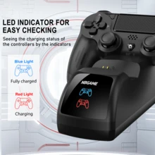 P4/Slim/Pro Dual Charging Station, 1.8H Fast Charge For 2, Red/Blue LED Light, Power Via P4/PC/Laptop/Adapter, 1:1 Sync & Charge, ABS Black - View 4