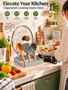 Rust-Proof Spoon Rest With Lid Storage, Heat-Resistant Pot Lid Holder, Multi-Function Utensil Rack, Suitable For Stove And Kitchen Countertop During Cooking - Multicolor - View 10