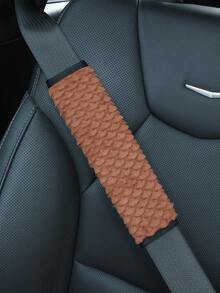 Fan Shaped Fish Scale Pattern Car Seat Belt Shoulder Protector, Plush Anti Pinch Neck Comfortable Interior Decoration Accessories In Various Colors. - Fan-shaped Fish Scale - View 4