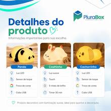 Luminária de Mesa Infantil Coelhinho Cachorrinho e Panda Luz Noturna Decorativa Iluminação Quarto Criança Menino Menina Unissex - Cachorrinho - Visão 2