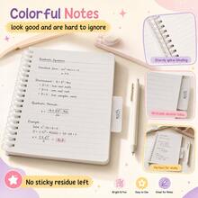 3-Pack Soft Color Sticky Notes Set, Writable Self-Adhesive Memo Pads, Divided Index Tabs, Student Study Notes, Office Memo Classification Stickers - one-size - View 3