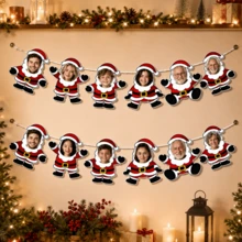 Custom Santa Banner, Personalized Christmas Party Hanging Decor, Cute Fireplace Tree Ornament Garland, Customized Photo Holiday Decoration, Customizable Picture Living Room Decor Keepsake, 2026 Xmas Gift For Family Friends, Christmas Ornament - Style a - View 5