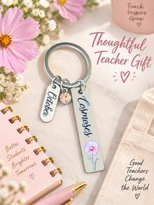 October Cosmos Bag Charm, Pink Flower Birthstone Keychain Accessory, Elegant Floral Pendant Decor, Birthday Christmas Thanksgiving Mother's Day Gift. - Multicolor - View 9