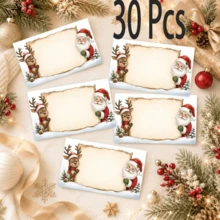 Santa Claus & Reindeer Message Cards, Christmas Theme Handwritten Blessing Cards, Holiday Party Gift Packaging Cards - A - View 7