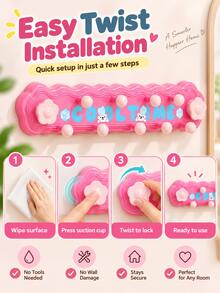 Wall-Mounted Wavy Coat Rack, No-Drill Suction Cup Design, For Walls. This Multi-Functional Rack Is Suitable For Dorms, Entryways And Children's Rooms, Can Be Used To Hang Bags, Hats, Keys And Towels. - Multicolor - View 3