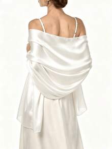 1pc Women Solid Color Silky Smooth Satin Shawl, Elegant Sun Protection Soft Wrap Scarf, Versatile Daily Casual Wear Headscarf, Suitable For Party - Solid Color Satin Shawl - View 11