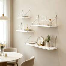 Wall-Mounted Floating Shelf, Wall Storage Organizer, Suitable For Bathroom, Kitchen, Study, Bedroom, Display Shelf For Makeup, Decor, Books - White - View 2