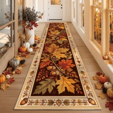1pc Pine Cone Maple Leaf Bohemian Print Style Suitable For Hallway Runner, Carpet, Runner, Area Rug, Mat, Home Decor, Area Rug, Living Room Area Rug, Living Room Home Decor, Room Decor - Multicolor - View 4