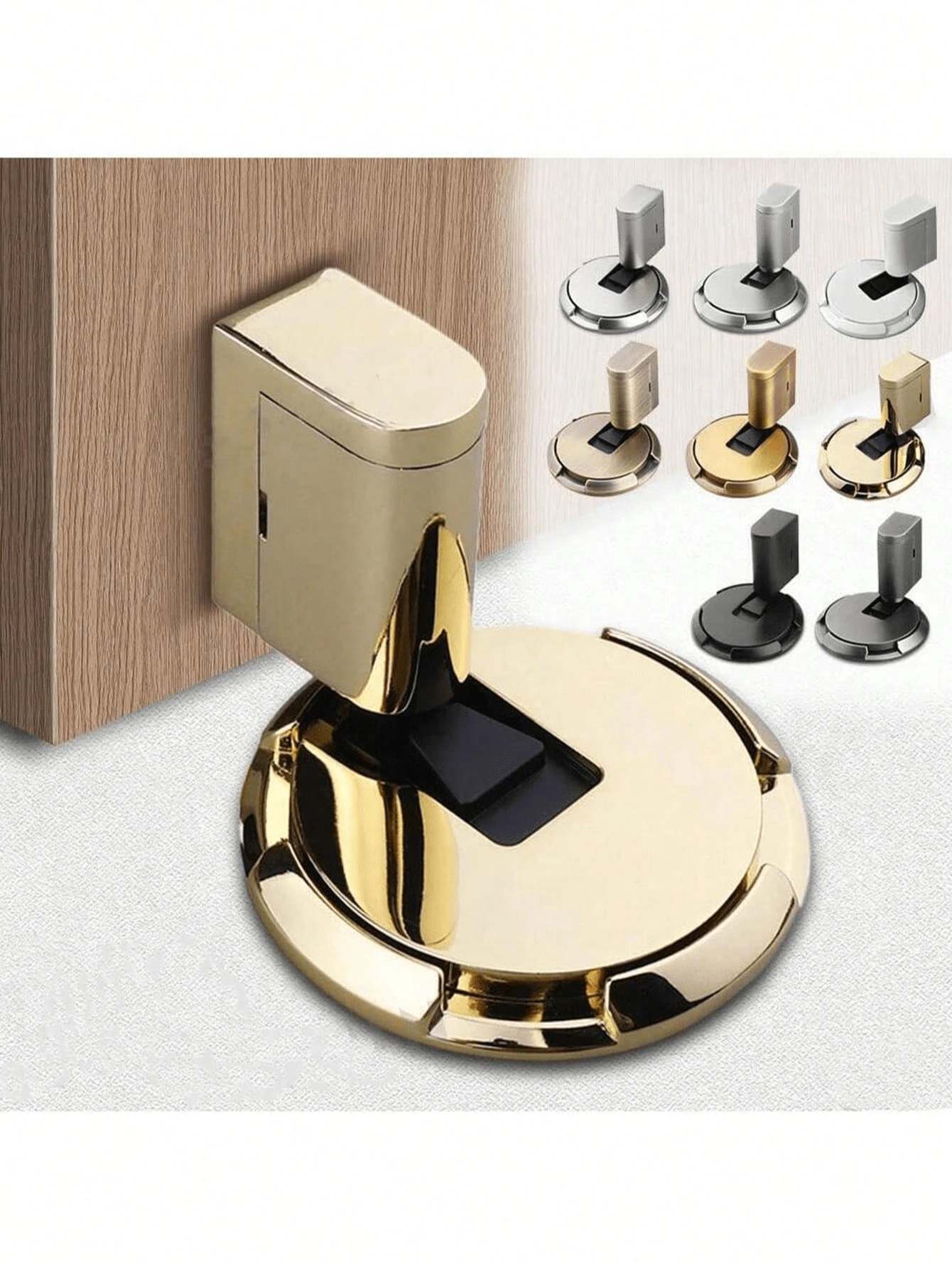 1pc Silent Windproof Stainless Steel Magnetic Door Stopper - Invisible, Adjustable Strength For Secure Closing, Multiple Colors Available, Minimalist Style, Suitable For Various Decor Atmospheres - Floor-mounted Door Stopper - View 1