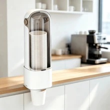 Disposable Cup Holder Automatic Dispenser, Water Cup Paper Cup No-Drill Water Dispenser Storage Rack, Wall-Mounted For Home - A - View 4