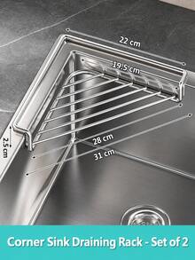 Triangular Sink Drain Rack, No-Drill Storage Rack, Fits Sink Corner, Tool-Free Installation, Space-Saving Design, Reinforced Load-Bearing Capacity, Suitable For Countertop Storage, Sink Drainage, Sponge/Cloth Storage And Cleaning Tool Organization - Multicolor - View 13